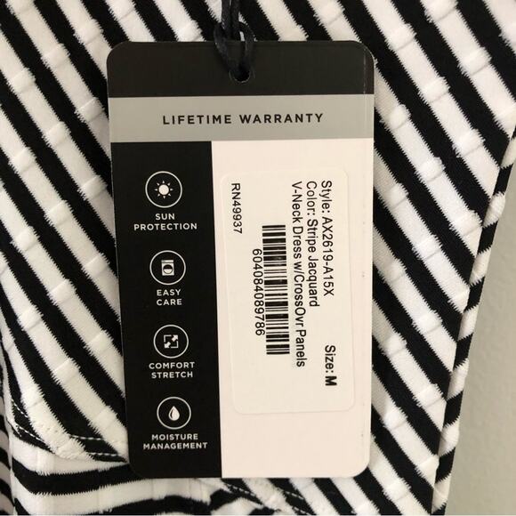 Tail Activewear Stripe V Neck Dress with Cross Over Panel NEW - Picture 7 of 7